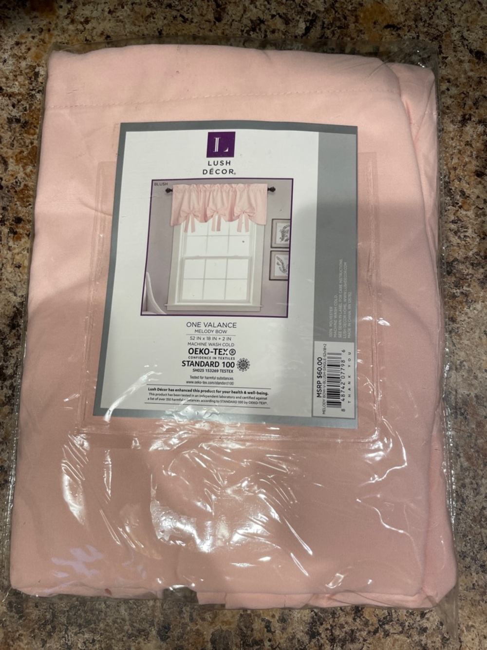 Lush Décor Pink Melody Bow Window Valance NWT - Picture 2 of 3